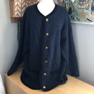 GEORG MAIER New Zealand Wool Cardigan Women’s size M Blue Black Thick Chunky
